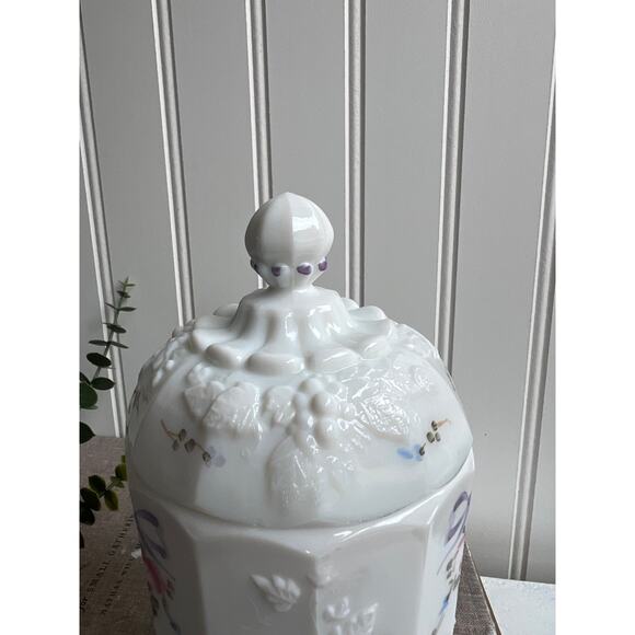 Vintage Milk Glass Painted Candy Dish Westmoreland Charleston Rose | Coquette - Picture 6 of 11